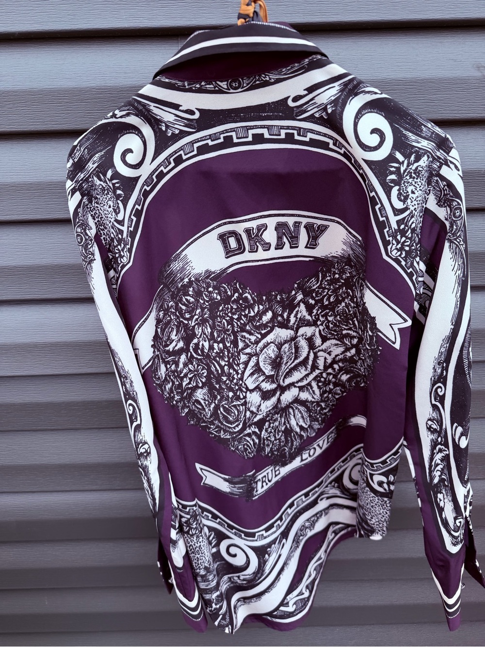 DKNY Purple and White Graphic Button-Down Shirt - Picture 4 of 15